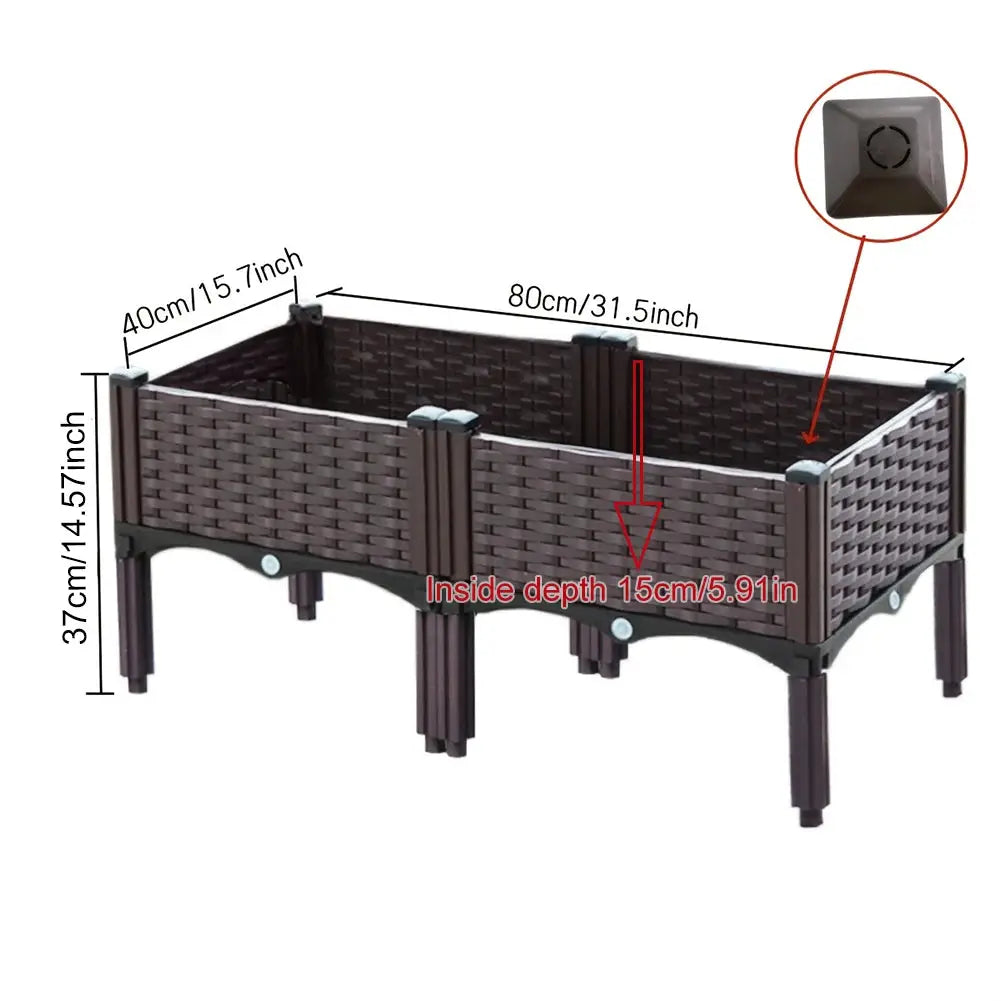 Elevated Plastic Raised Garden Bed Planter Above Ground Flower Vegetable Standing Box W/Drainage Holes Garden Box for Garden from PriceLows™