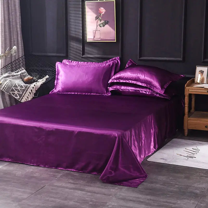 Satin Bed Sheets | Soft Weave | Solid Color | Twin Set