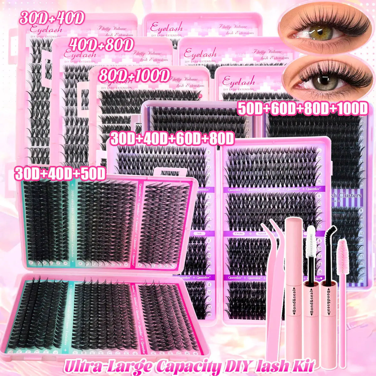 DIY Eyelash Kit | Individual Lashes | With Bond And Seal | Mixed Sizes