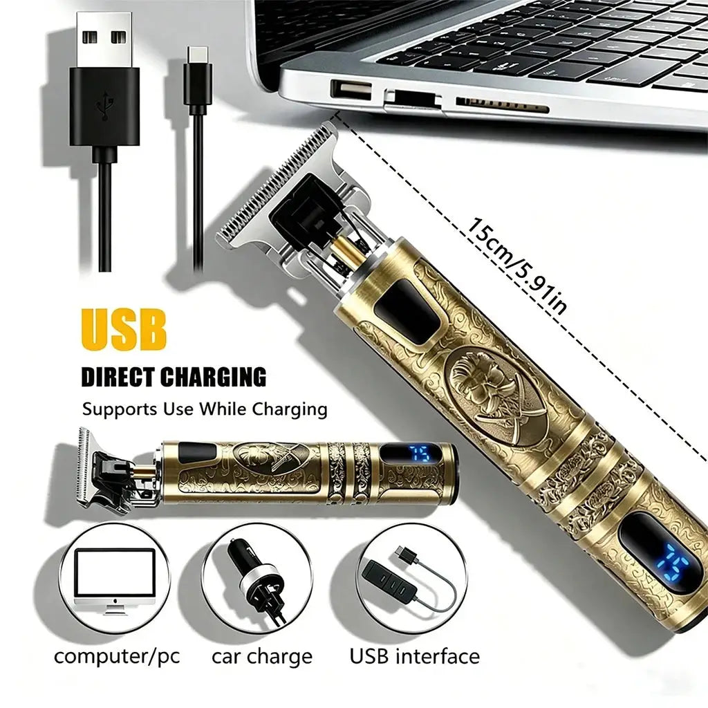 Hair Clipper | LCD Display | USB Rechargeable | 4 Guide Combs Included