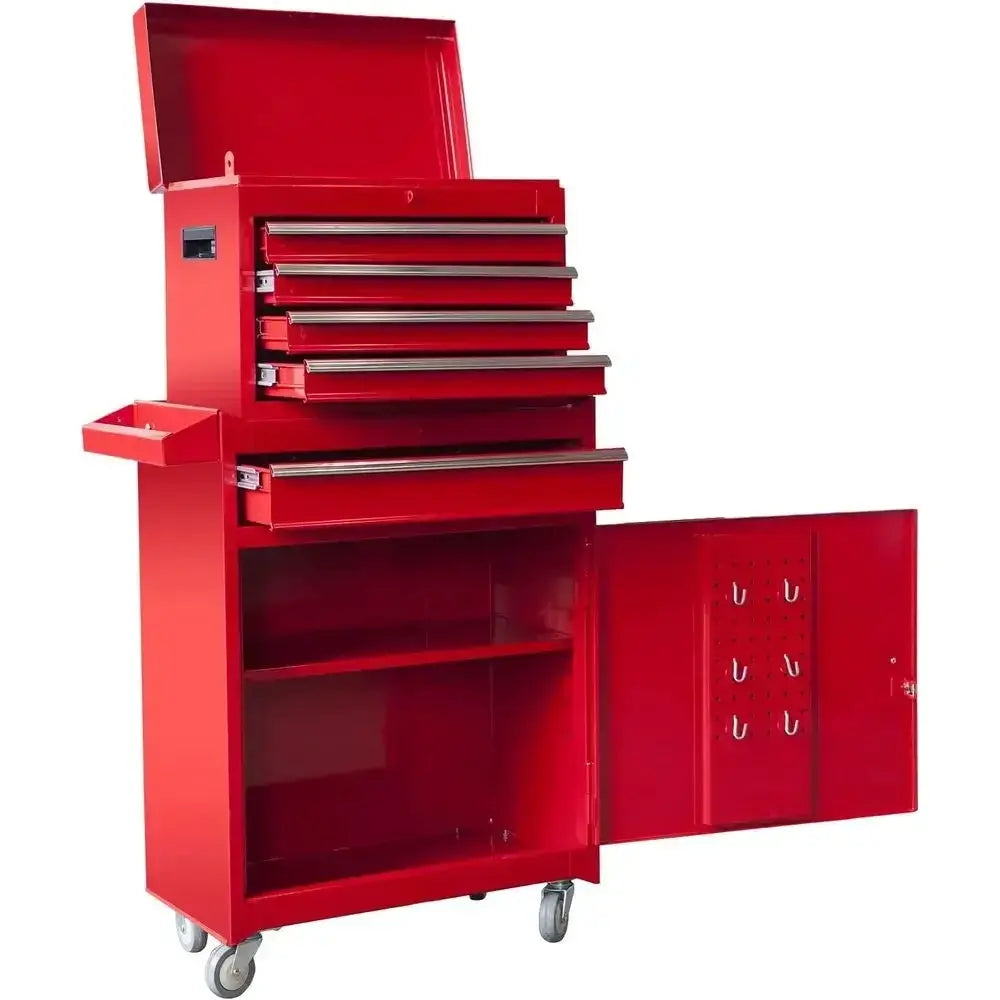 ATBT1204B-RED Rolling Garage Workshop Tool Organizer: Detachable 4 Der Tool Chest with Large Storage Cabinet and Adjustable Shel from PriceLows™