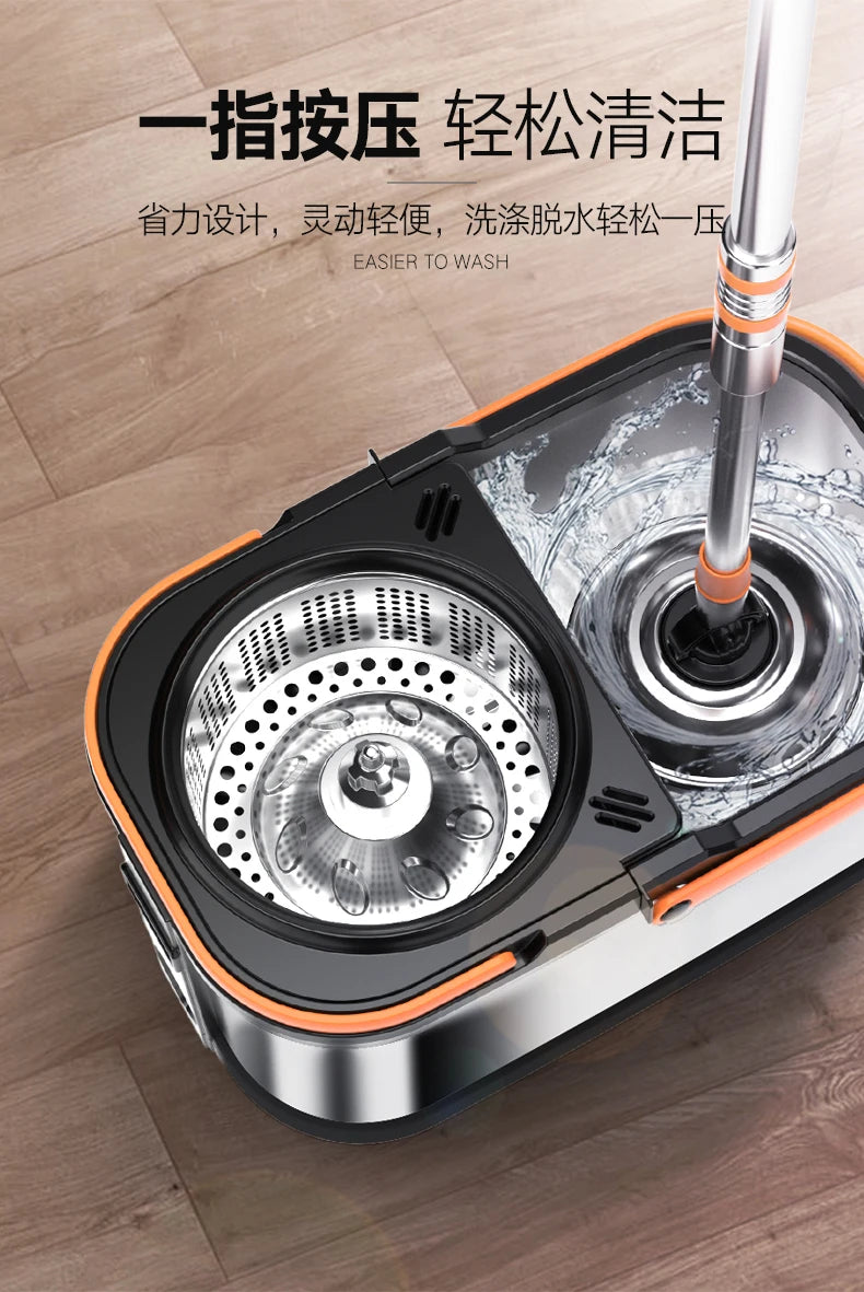 Mop Rotation No Hand Washing Dry And Wet Dual-Use Automatic Drying Household Floor Mop Bucket Dehydration Pier Duster Cloth from PriceLows™