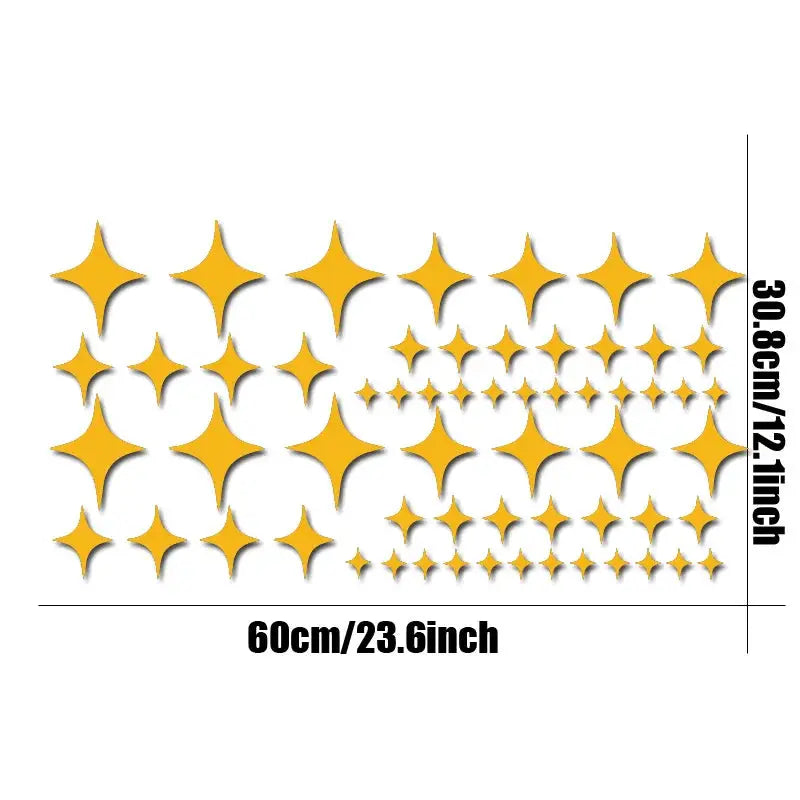 60pcs Large Car Sticker Full Of Stars, Star Set, Continuous Bead Star, Four Corner Star, Quadrilateral Star Vinyl Creative from PriceLows™