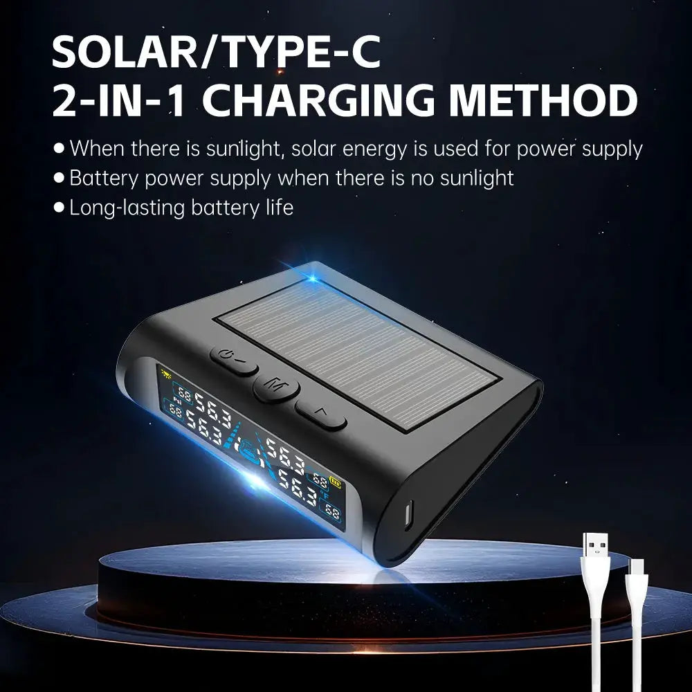 Car Security Alarm Systems Tire Pressure Monitoring Auto Accessories 4 Exteral Universal Solar TPMS Tyre Temperature Monitor from PriceLows™