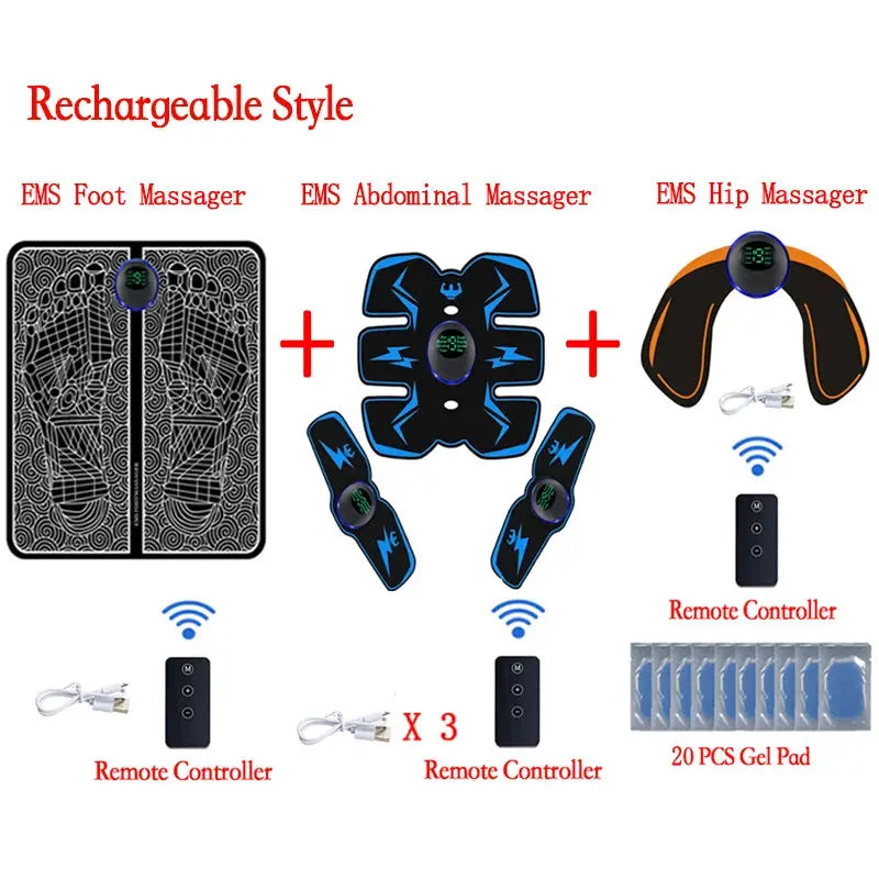 EMS Foot Massager Mat | 8 Modes 19 Levels | Rechargeable USB | Remote Controlled