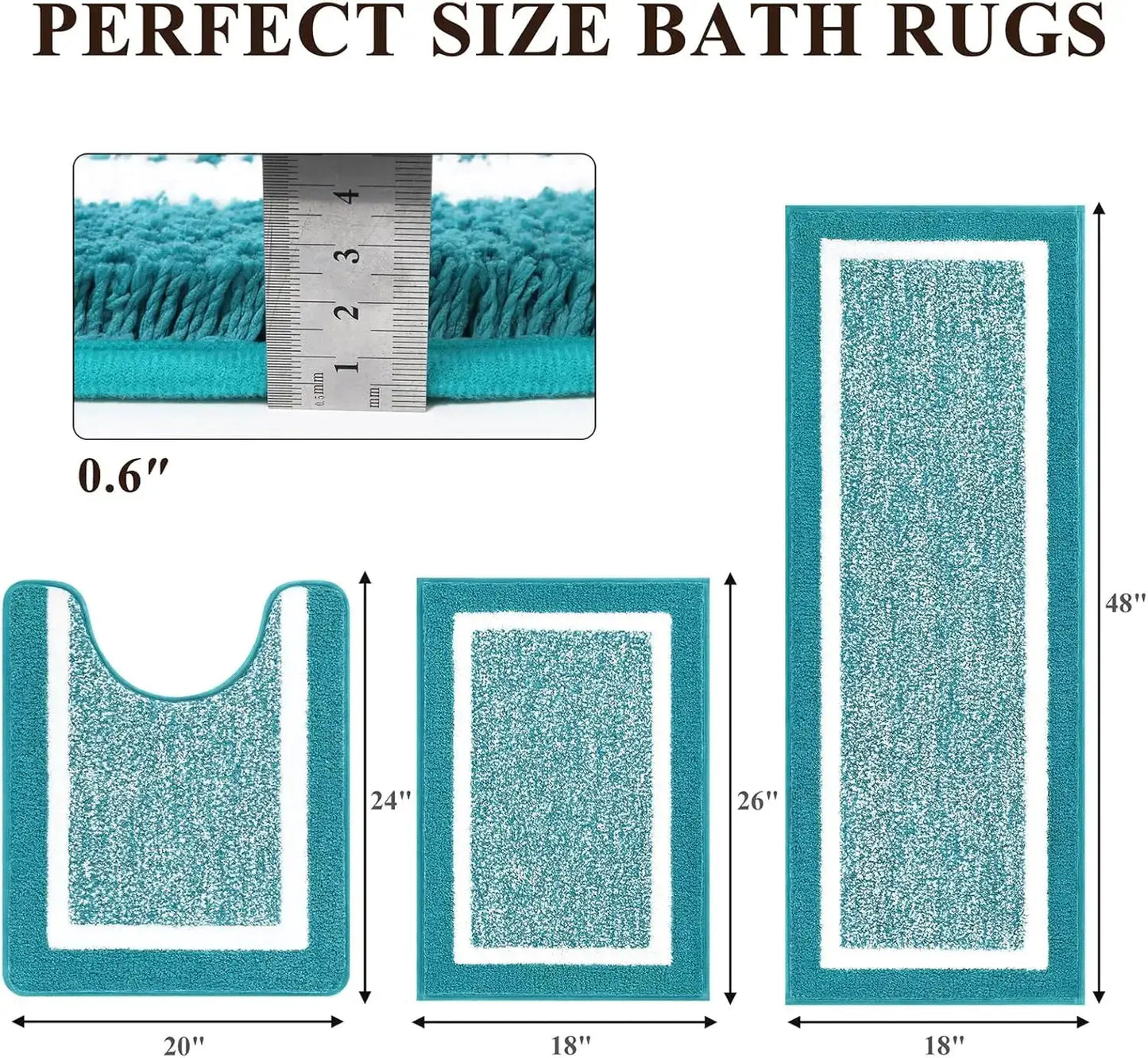 3 Piece Bath Mat Set, Non Slip Plush Bathroom Mats, Absorbent Shaggy Bathroom Rug Set with U-Shaped Contour Toilet Mat from PriceLows™