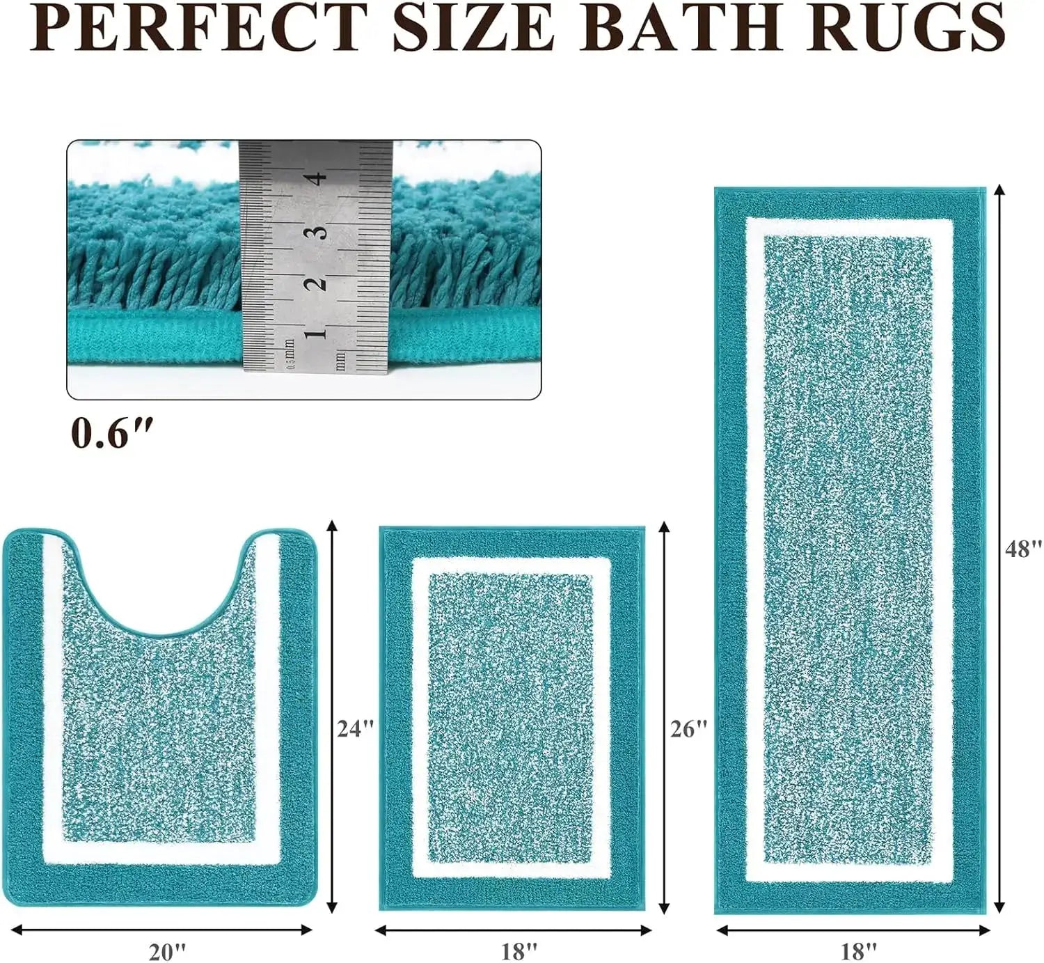 3 Piece Bath Mat Set, Non Slip Plush Bathroom Mats, Absorbent Shaggy Bathroom Rug Set with U-Shaped Contour Toilet Mat from PriceLows™