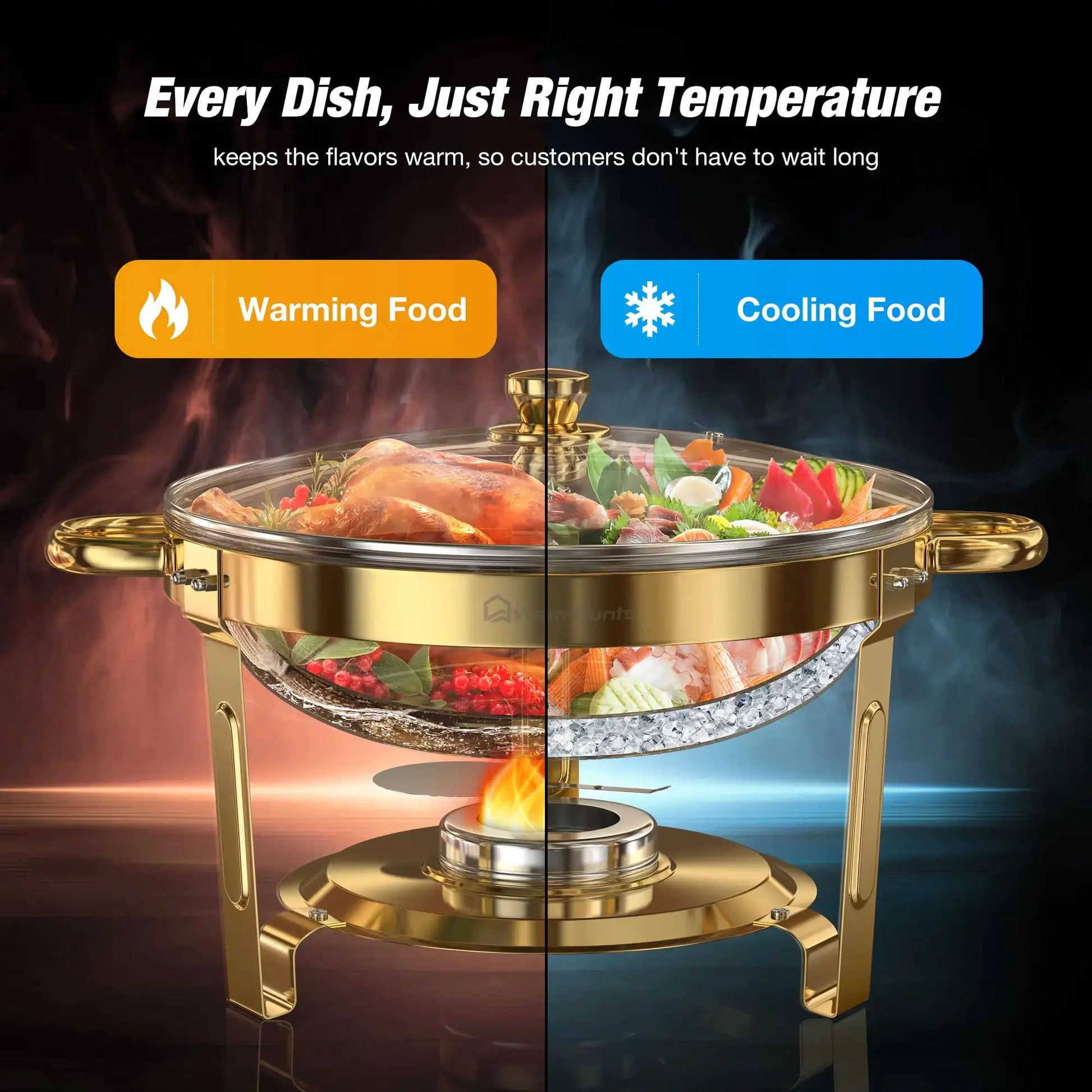 2/4 Pack Chafing Dishes for Buffet 5QT Round Stainless Steel Chafing Dish Set for Home Parties, Christmas Buffet Warmer Set from PriceLows™
