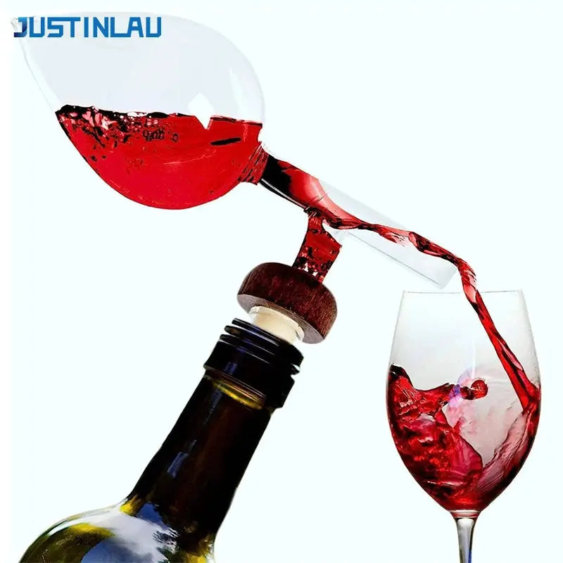 JUSTINLAU Round/Peach Shaped Red Wine Aerator Transparent Red Wine Bottle Pourer and Quick Decanter Spout Glass Sobering Device from PriceLows™