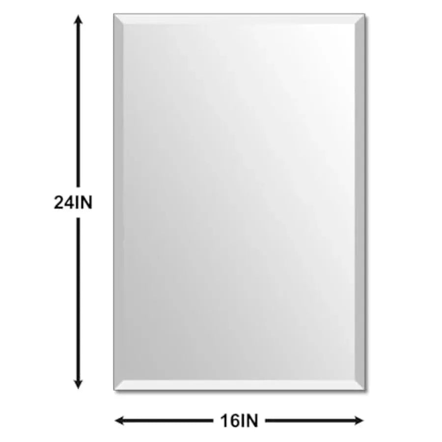 Beveled Bathroom Mirror for Wall, Rectangle Frameless Wall Mirror 24" x 16" Inch for Vanity Living Room Entryway Bedroom, Tempe from PriceLows™