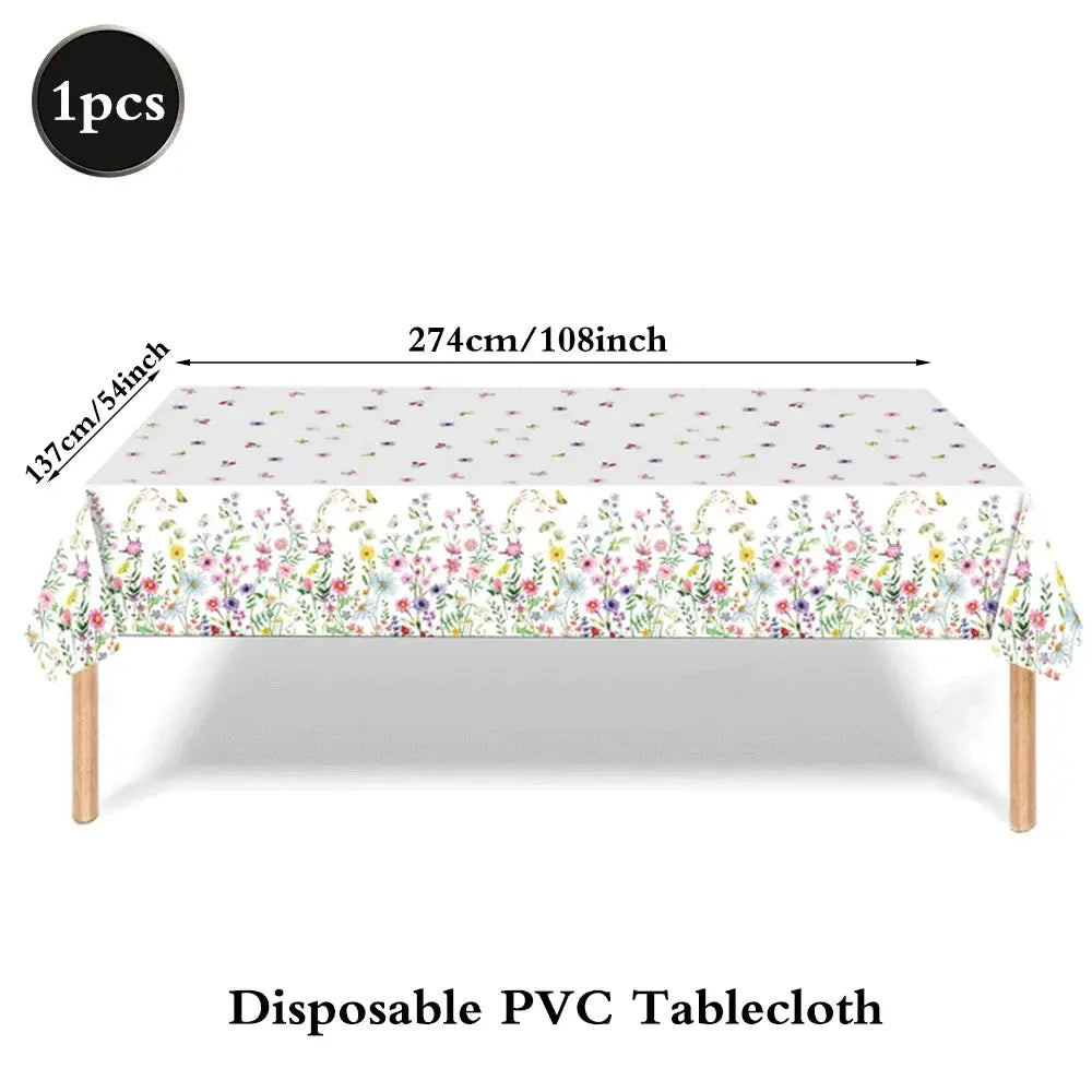 Wildflower Party Supplies | Spring Flower Banner And Plates | Napkins And Balloons