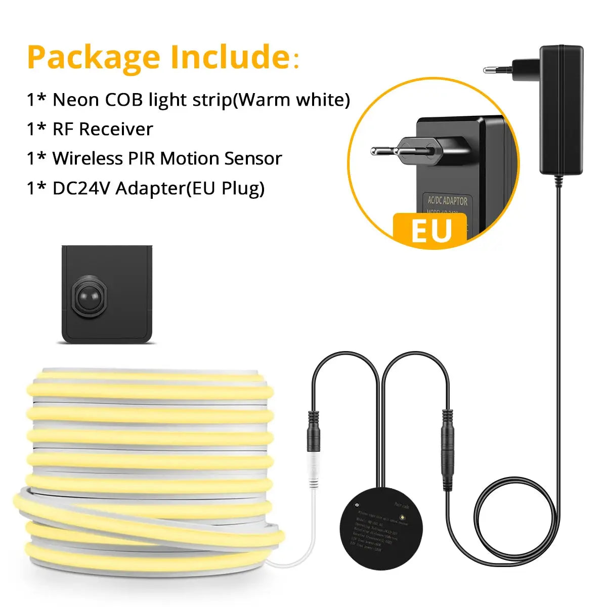 NEW 10M 5M Set Solid COB Neon LED Strip Light Pure Silicone Gel Tube With Wireless PIR Motion Sensor Switch For Stairs Corridor from PriceLows™