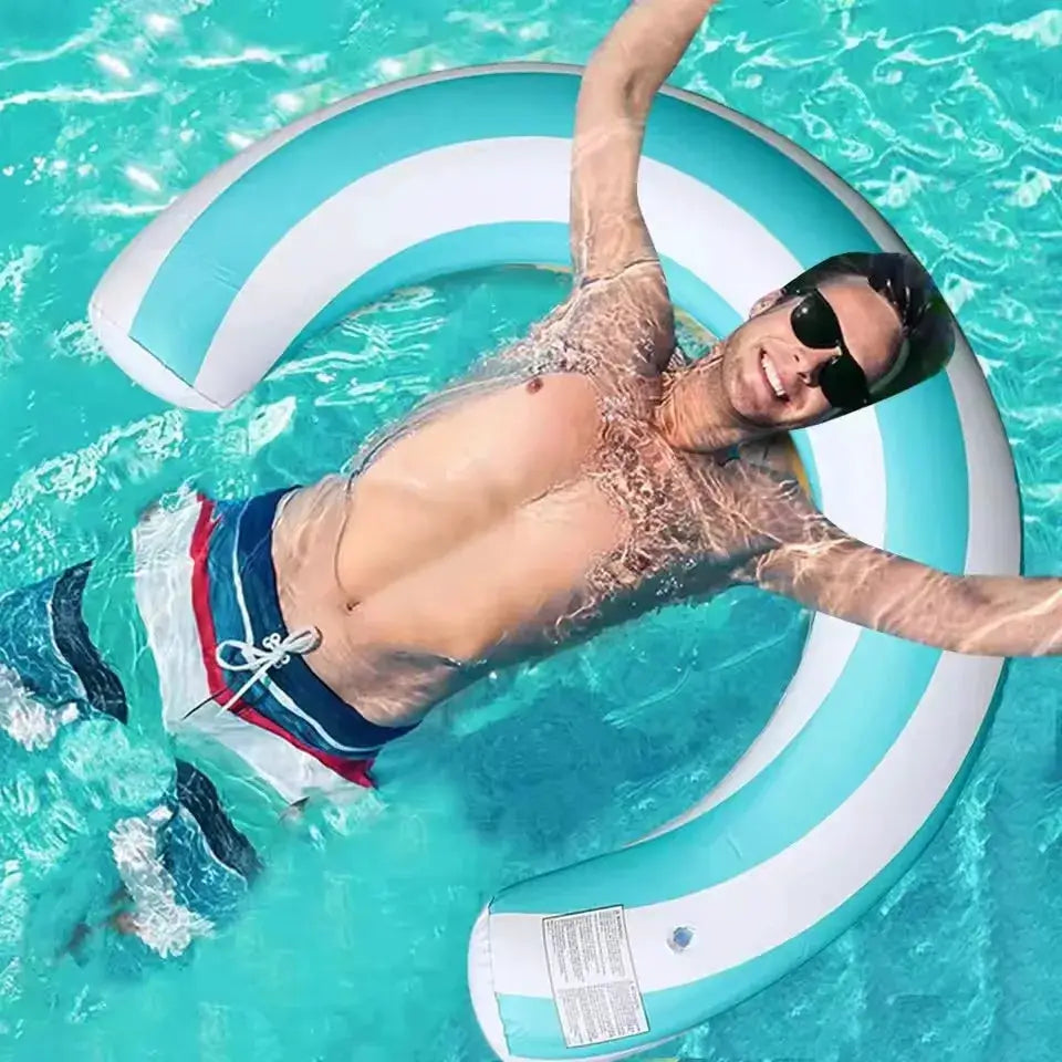 Inflatable Pool Ring | U Shaped Arch Design | Striped Thickened PVC | One Size