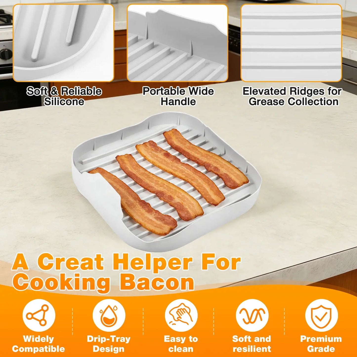 Microwave Bacon Tray | Silicone | 9.84 Inch | Microwave Safe