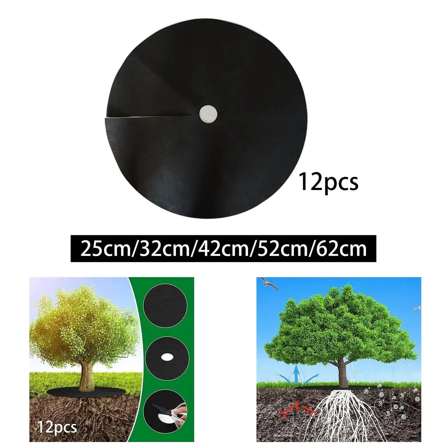Tree Mulch Rings | Reusable Weed Barrier Mat | Black Plant Guards