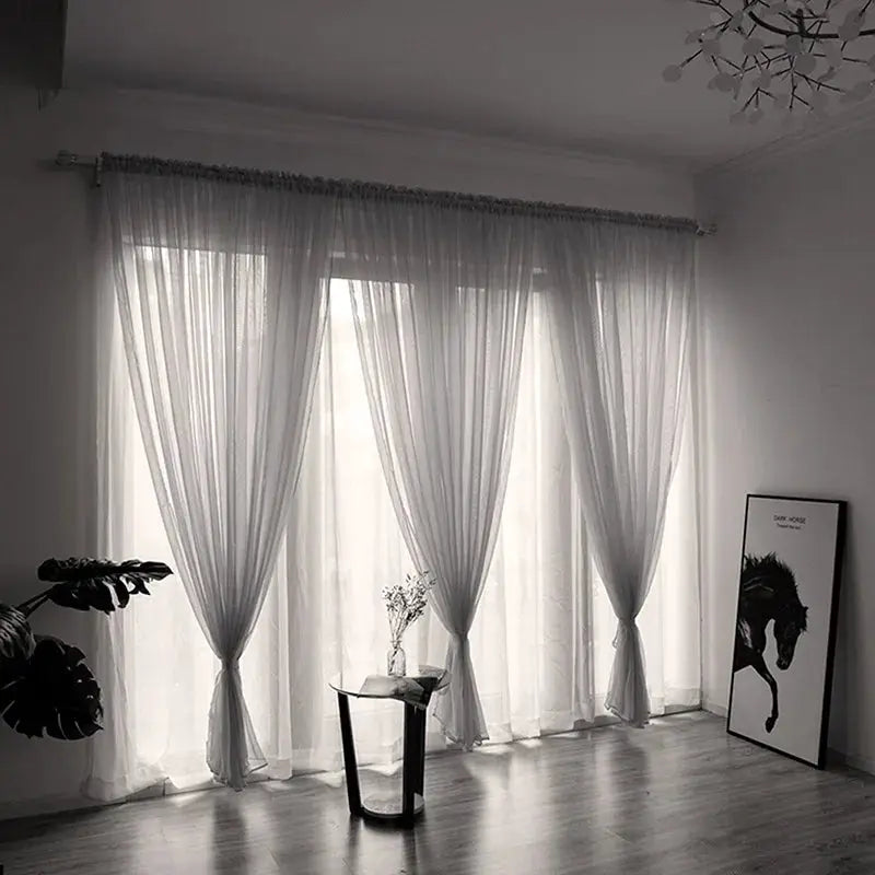 100x200cm 1PC Solid Color Sheer Curtain For Living Room Window String Curtains Bedroom Drape Panel Tulle Treatments from PriceLows™