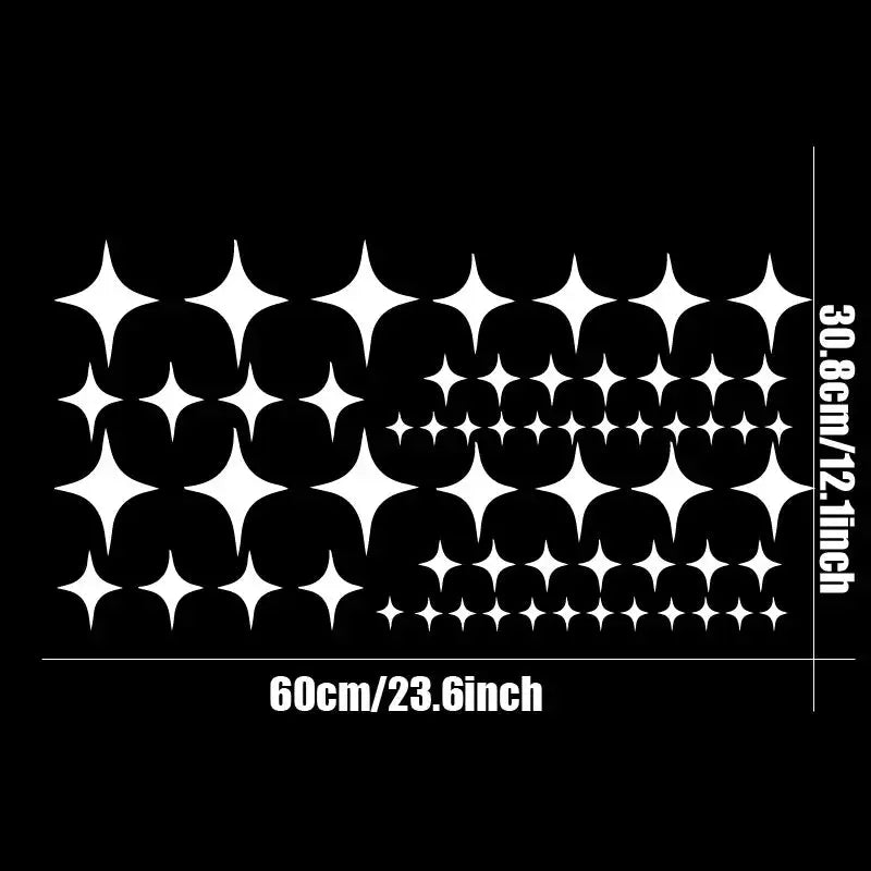 60pcs Large Car Sticker Full Of Stars, Star Set, Continuous Bead Star, Four Corner Star, Quadrilateral Star Vinyl Creative from PriceLows™