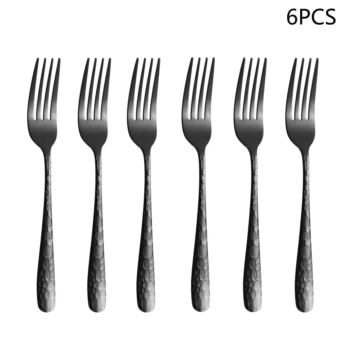4/6/16/24pcs Black stainless steel cutlery knife, fork and spoon set Home kitchen utensils Holiday dinner tableware from PriceLows™
