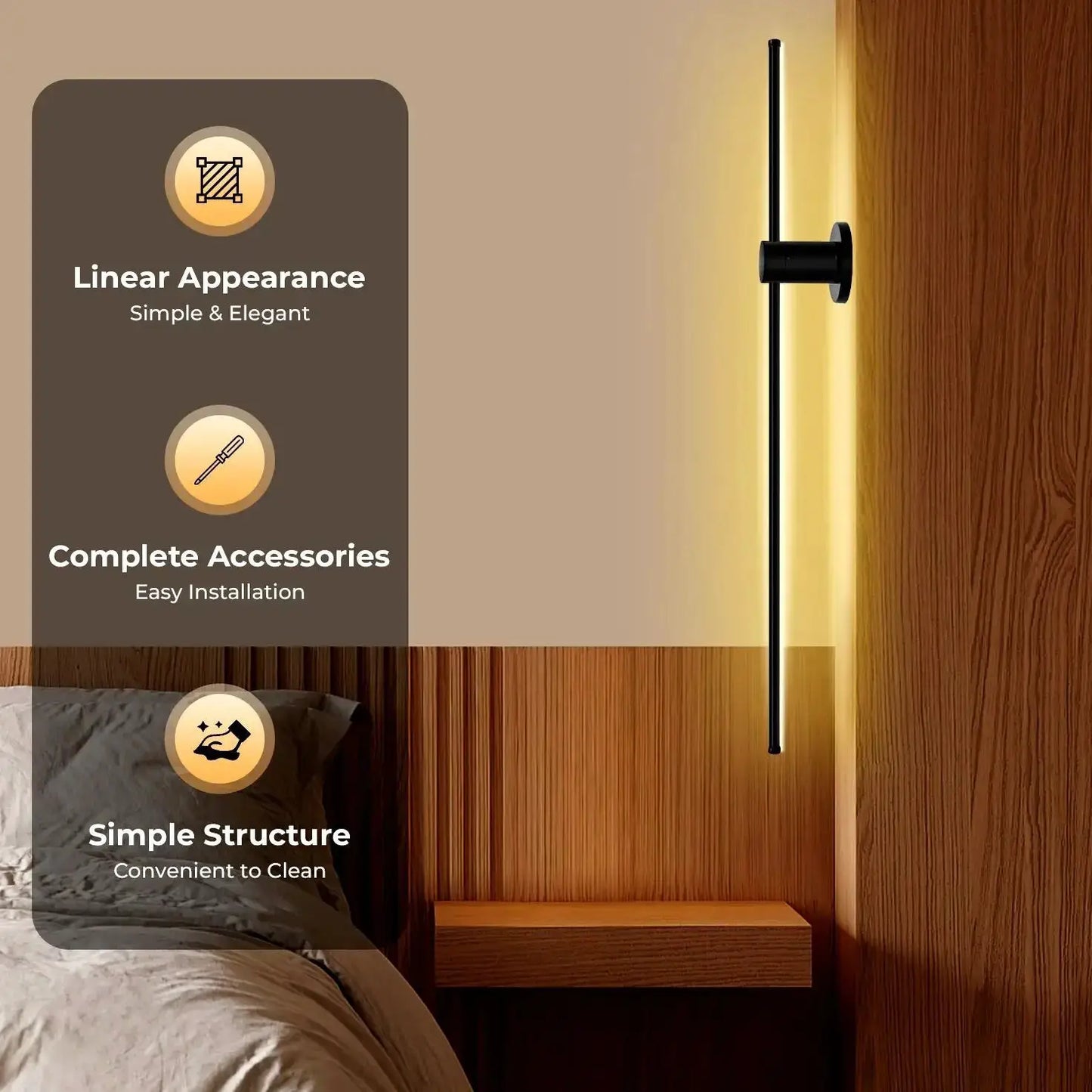 LED Wall Light, 20W Modern Linear Wall Lamp with Acrylic Shade, 3000K Warm Light for Living Room Bedroom Indoor Outdoor from PriceLows™