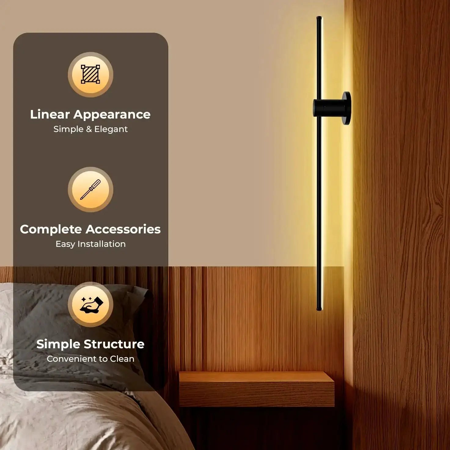 LED Wall Light, 20W Modern Linear Wall Lamp with Acrylic Shade, 3000K Warm Light for Living Room Bedroom Indoor Outdoor from PriceLows™