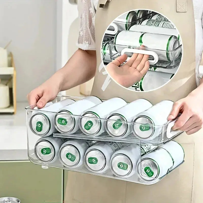 Soda Can Dispenser | 2-Tier | Clear Plastic | For Refrigerator