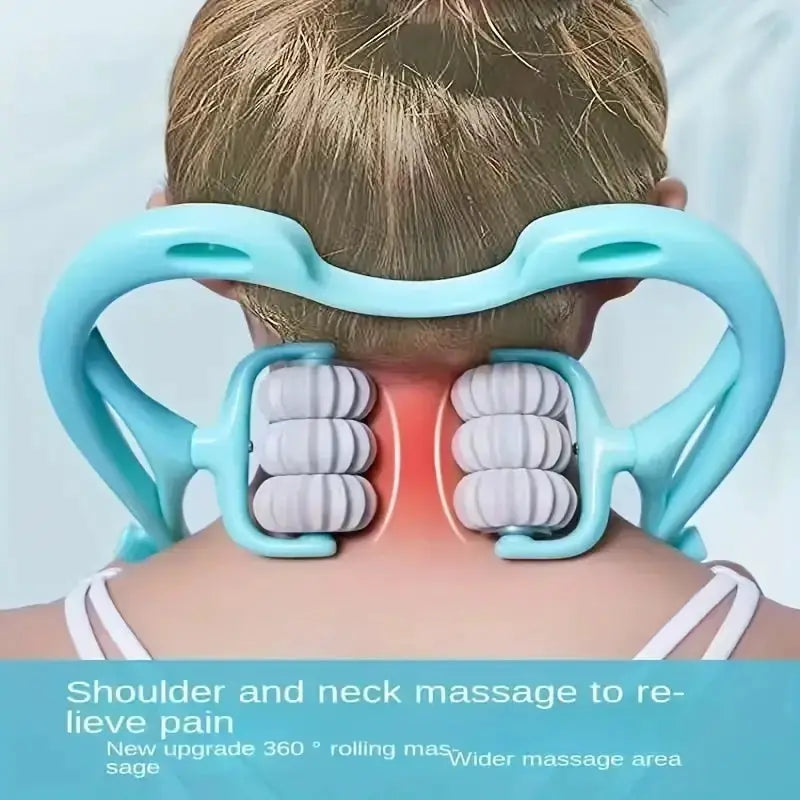 Six Wheel Neck Massager | Manual Kneading Relief | Clip On Home Use