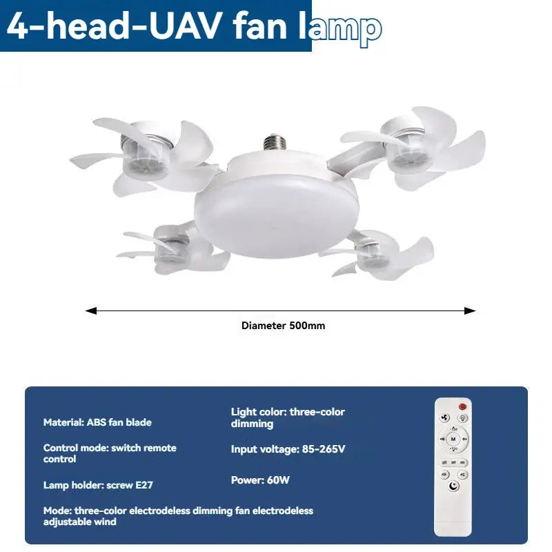 Ceiling Fan Light | E27 Base | Remote Dimmable LED | Nordic Modern