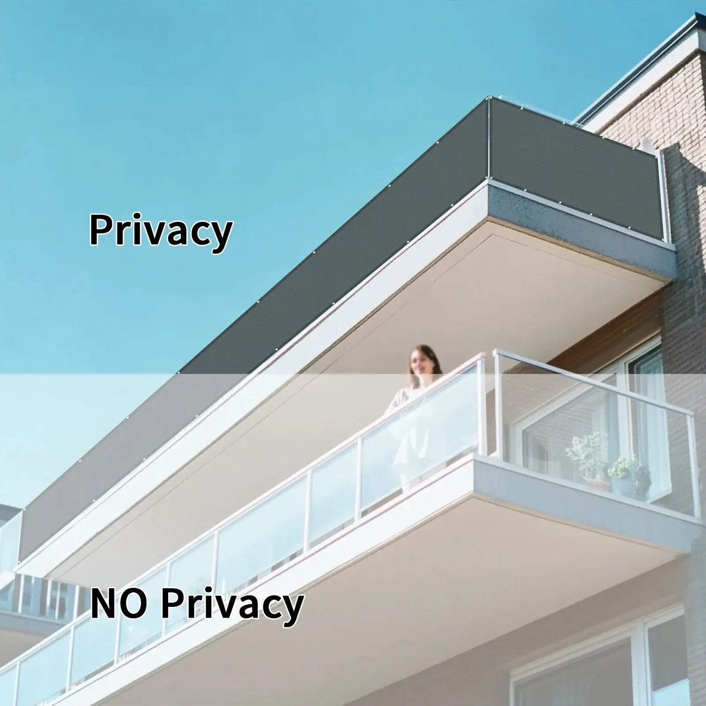 Balcony Privacy Screen | 95% Shade Rate | Waterproof Polyester | Multiple Sizes