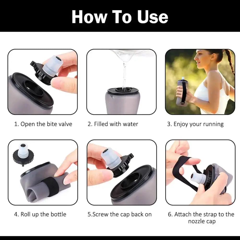 Handheld Collapsible Cycling Bottle Silicone 350ml Capacity Hydration Bottle Wide Mouth Water Bottle Gym from PriceLows™