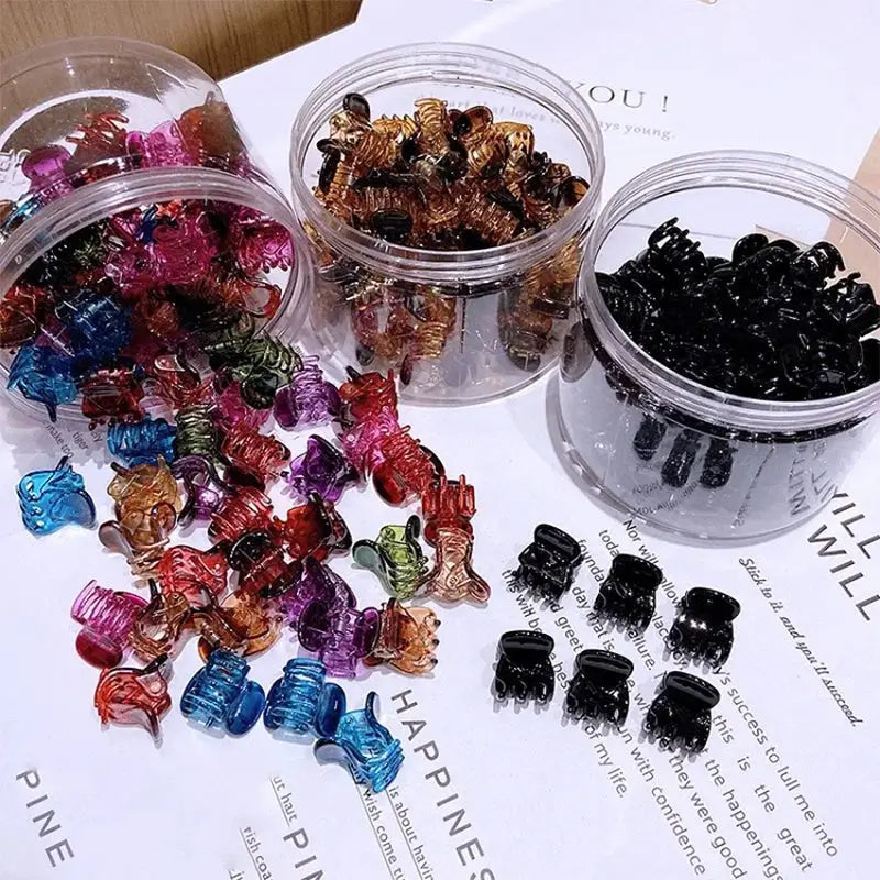 Small Hair Claw Clips | Mini Size | Black And Clear Plastic