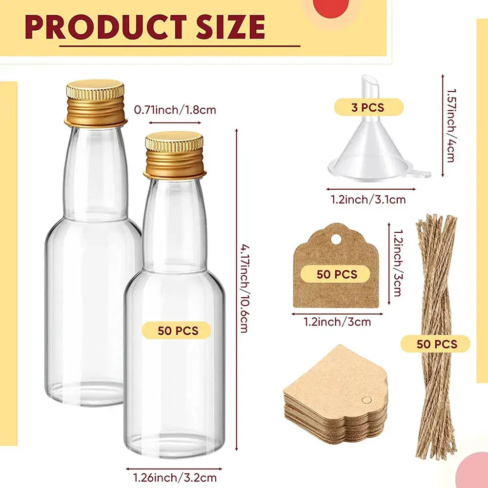 50PCS 50ml Mini Liquor Bottles Reusable Plastic Empty Alcohol Shot Bottle for Vodka Champagne Whiskey for Wedding Party from PriceLows™