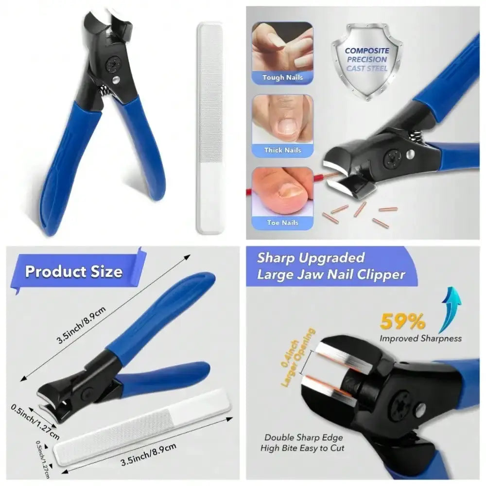 Toenail Clippers | Heavy Duty Wide Jaw | Anti Slip Long Handle | For Adults