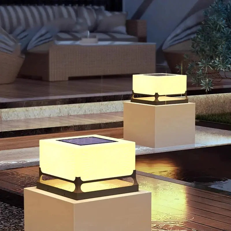 Modern Solar Outdoor Waterproof Decorations Door Post Atmosphere Light Yard Patio Pathway Courtyard Square Wall Pillar Light from PriceLows™