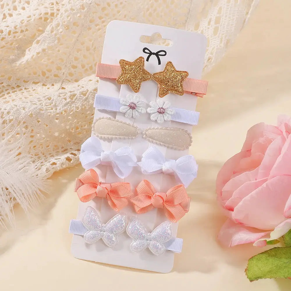 Rainbow Hair Bows | 16Pcs Colorful Set | Boutique Hairpins For Kids
