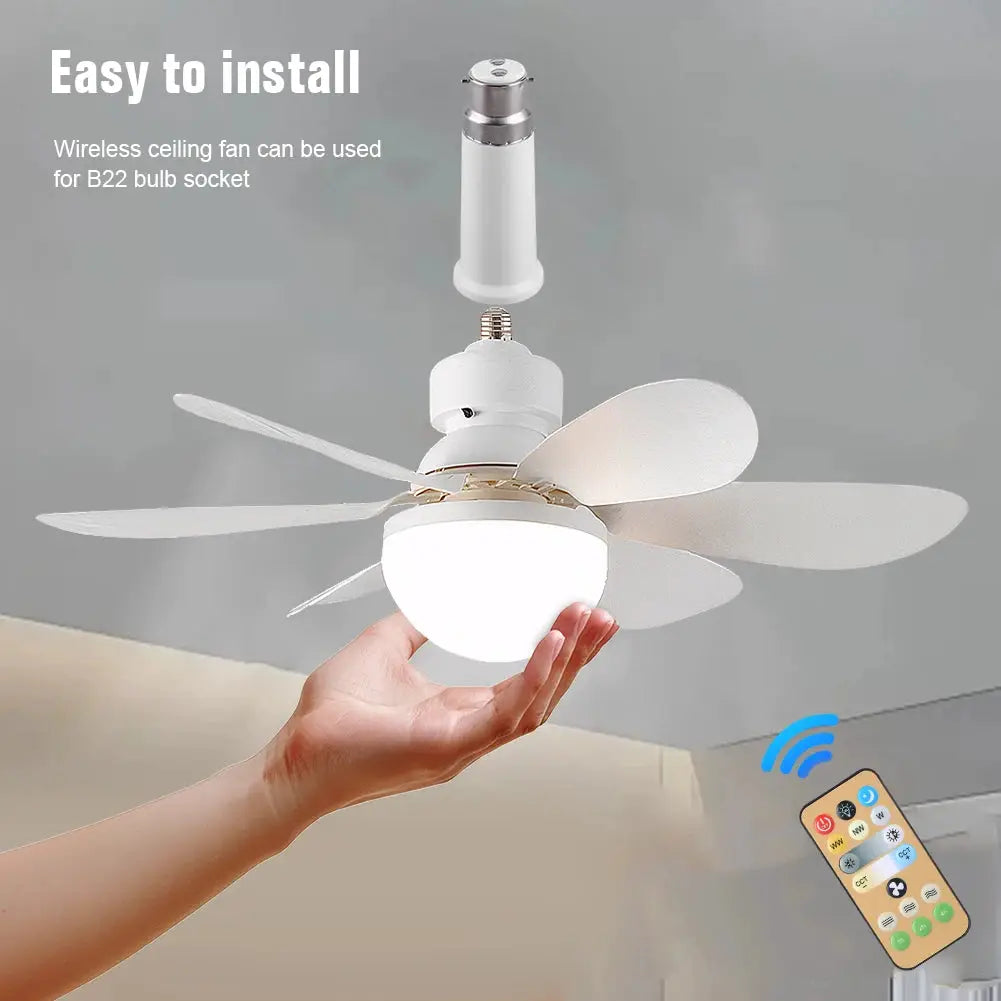 Ceiling Fan With Light | Remote Control | E27 LED Socket | 40/52 cm
