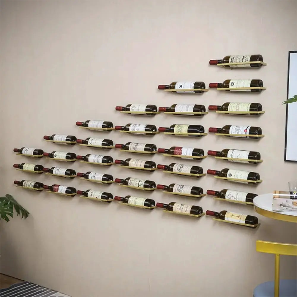 Under Cabinet Organizer Wine Rack Wall Mounted Liquor Wine Bottles Black Metal Wall Decor from PriceLows™