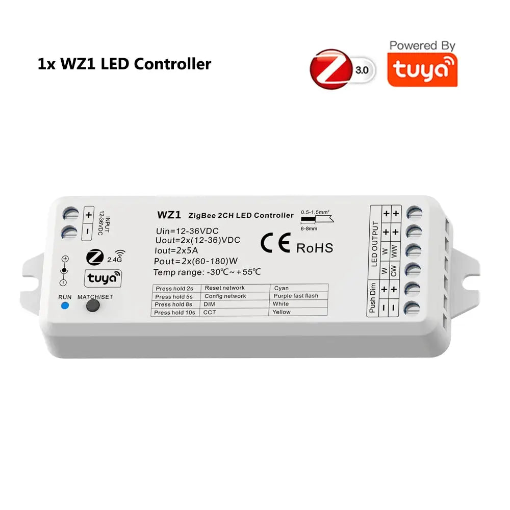 2in1 Zigbee LED Controller 12V 24V Dimmer CCT WWCW Strip Light Control 2.4G RF Touch Remote Tuya Smart Life APP for Alexa Google from PriceLows™