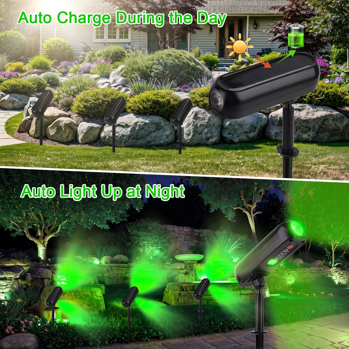 4PCS Solar LED Light Outdoor Solar Wall Light IP65 Green Garden Light Solar Spotlights Solar Uplights for Trees Pathway Yard from PriceLows™