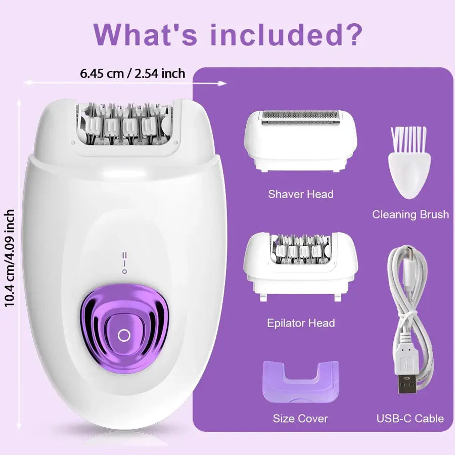 Rechargeable Epilator Shaver | 32 Tweezers | 60 Min Battery | 2 Speeds