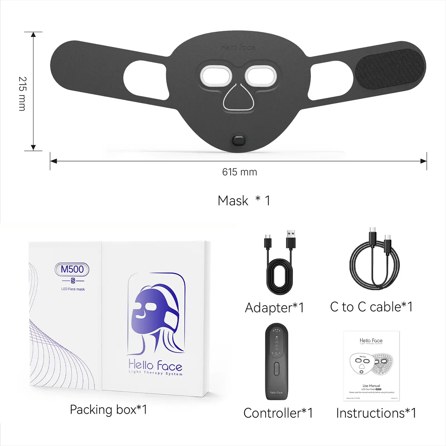 Red Light Therapy Photon Mask Hello Face M500S LED 630nm 850nm Near-Infrared Light Therapy Facial Mask Professional Beauty Care from PriceLows™