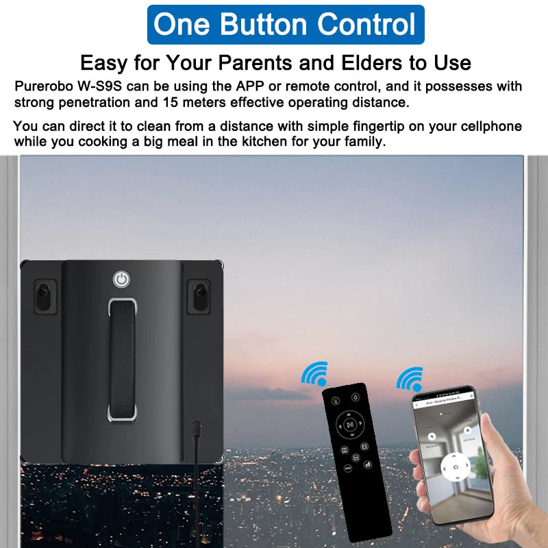 Window Cleaning Robot | App And Remote Control | Auto Water Spray | W-S9S