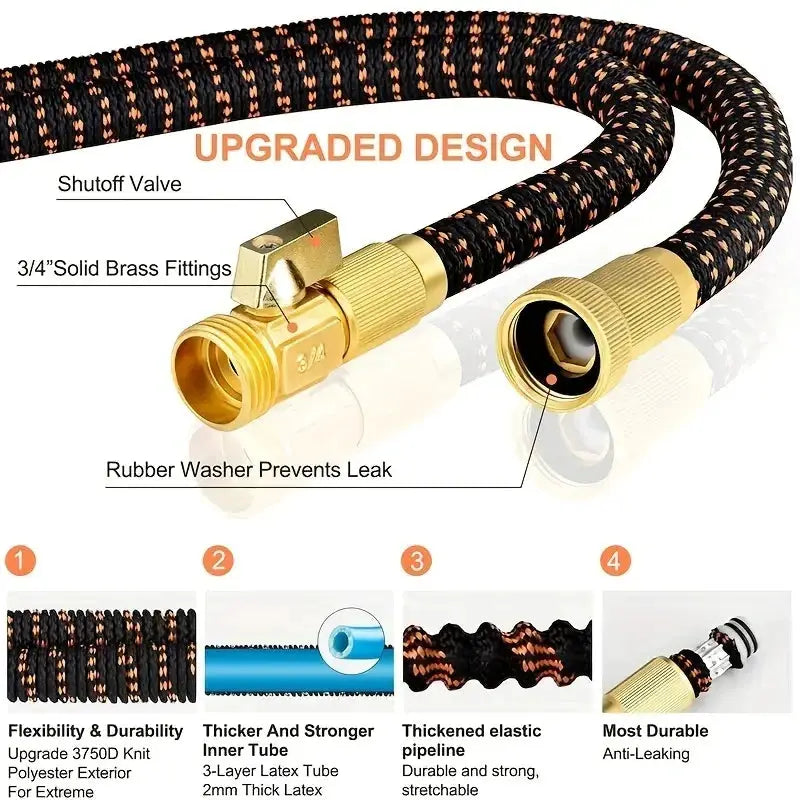 High Quality Flexible Expandable Garden Hose US 3/4 Metal Joints High PressureCar Wash Hose Expandable Garden Water Hose from PriceLows™