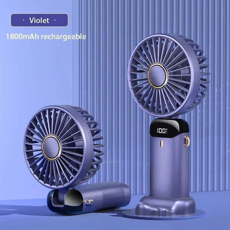 Portable Handheld Mini Fan | 5 Speed | USB Rechargeable | Phone Stand N15