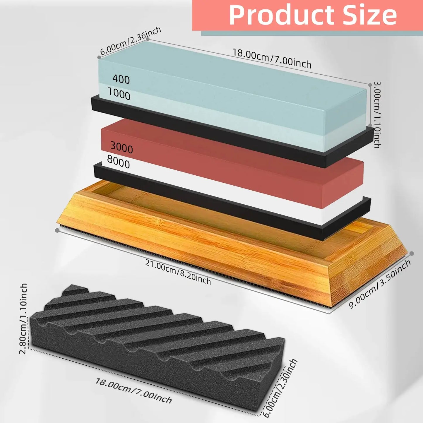 Sharpening Stone | Double Sided Whetstone | Wood Base | Grindstone Set