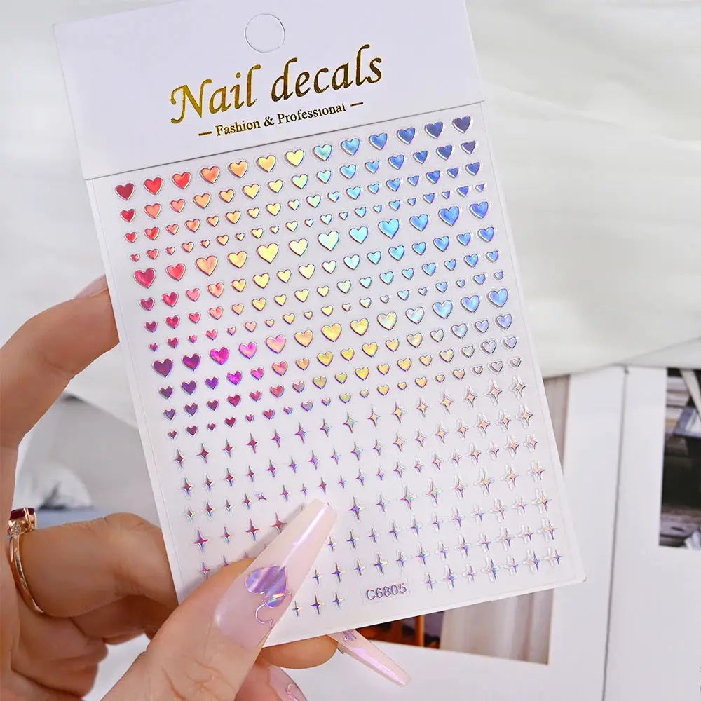3D Valentine's Day Love Heart Nail Art Sticker Red White Cross Stars Self-Adhesive Nail Decals 8*10cm Kawaii Heart Nail Sticker from PriceLows™