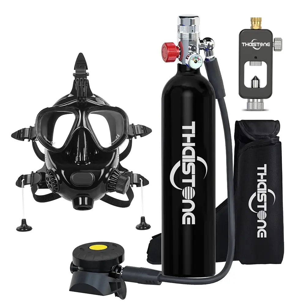 THAISTONE Colorful 1L Scuba Oxygen Tank Set with Full Face Mask, Backup Air Cylinder & Emergency Rescue Pony Bottle，15-25 Min from PriceLows™