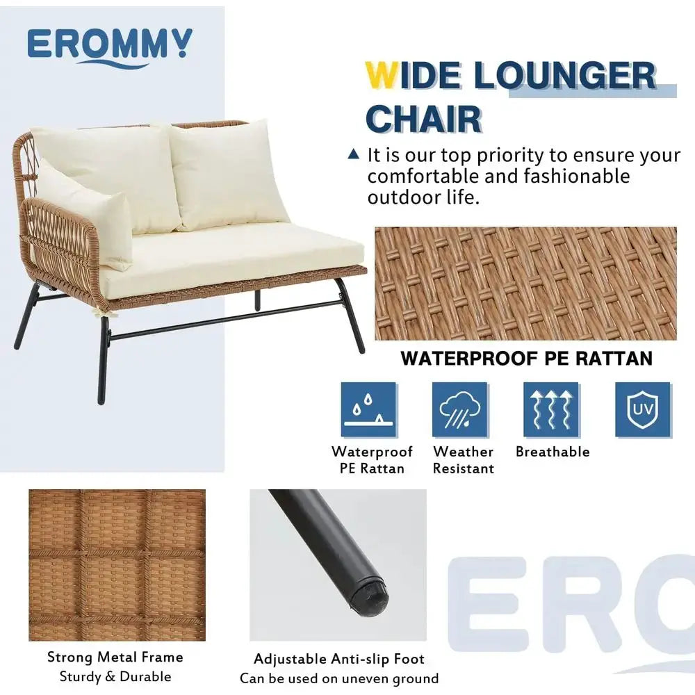 White Outdoor 3-Piece L-Shaped Sectional Sofa Set with Cushions and Glass Table for Patio, Balcony, or Garden from PriceLows™
