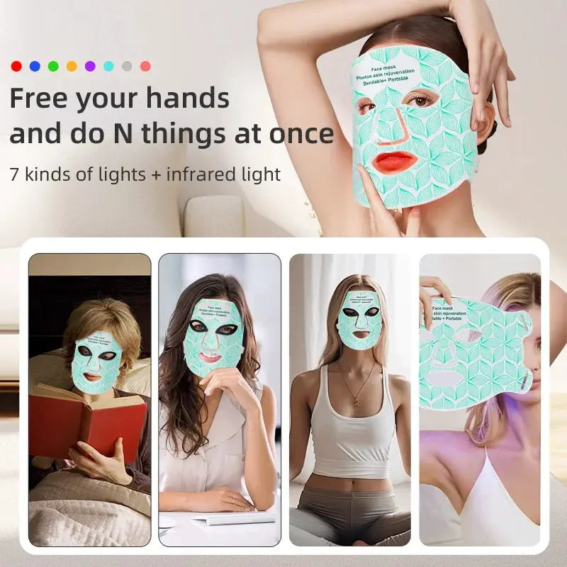 LED Face Mask 8 Colors Portable Red Light Near-infrared Facial Beauty Mask,Red & Blue LED Light Therapy, 3000mAh Rechargeable, for Photon Oil Control Skin Firming Whitening and Anti, at Home and Travel from PriceLows™