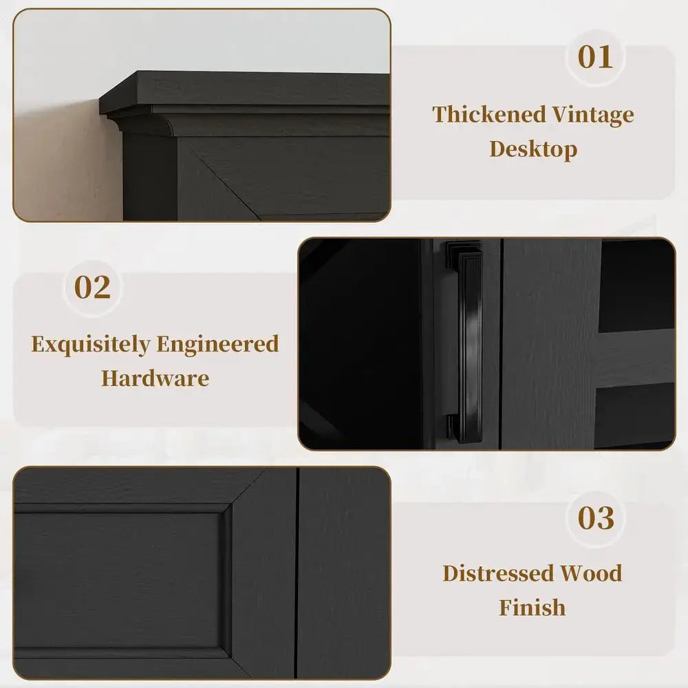 Inch Sideboard Buffet Cabinet with 4 Glass Doors, Coffee Wine Bar Storage Cabinet, Modern Buffet Table with Storage for Dining from PriceLows™