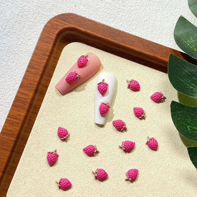 58Pcs New Cute Strawberry Mini Resin Nail 3D Art Stickers Kawaii Decorations Carfts Stones For Korean Nail Art Decorations from PriceLows™